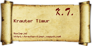 Krauter Timur névjegykártya